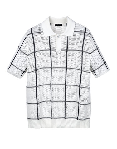 크림《Tartan crochet》카라넥 니트