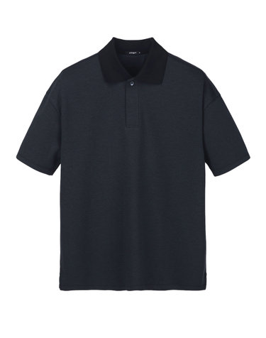 다크 터콰이즈 블루《Soft Twill》세미오버 카라 티셔츠