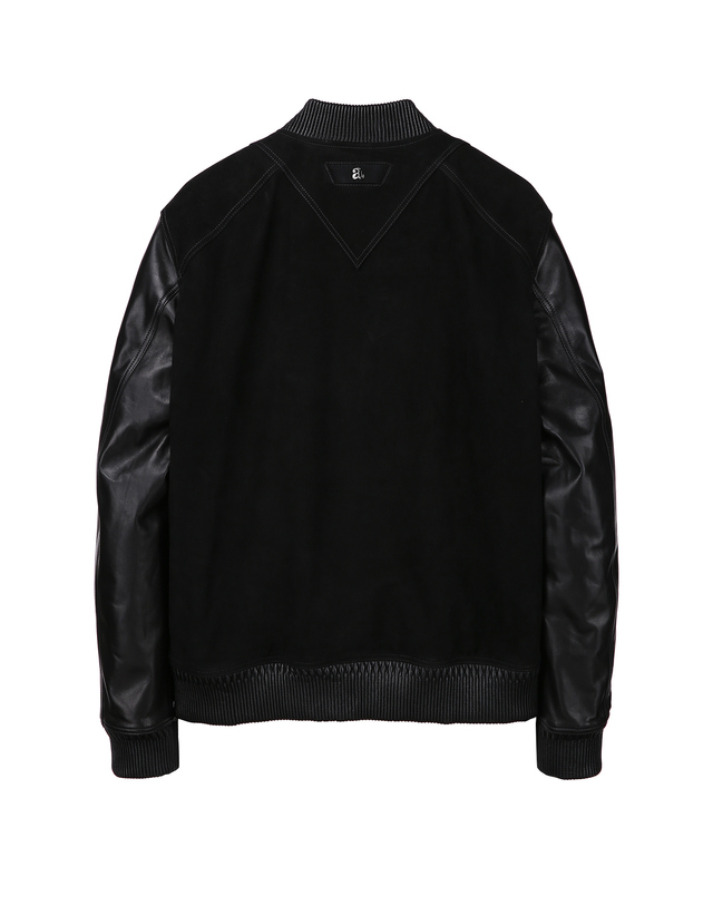 알레그리 블랙《Premium Suede》배색 가죽 점퍼 착용컷