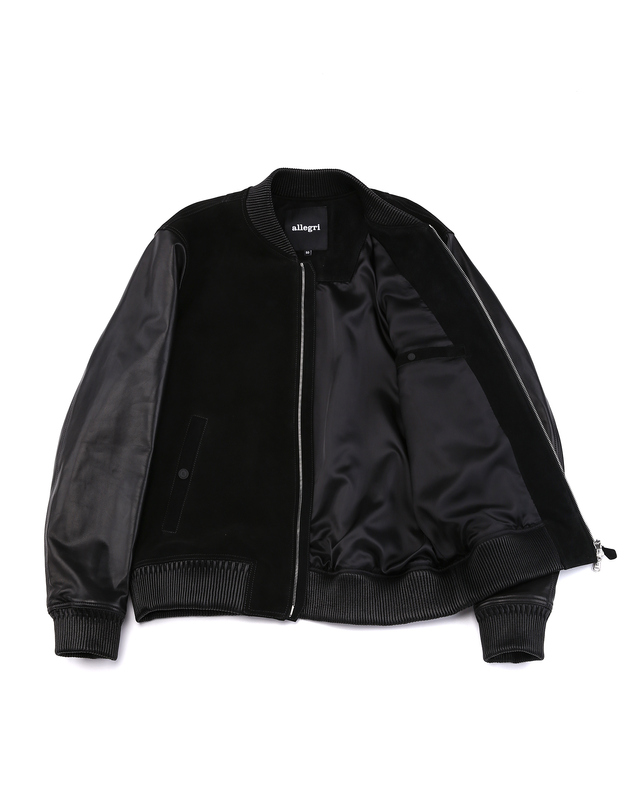 알레그리 블랙《Premium Suede》배색 가죽 점퍼 착용컷