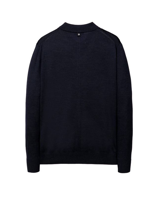 알레그리 그레이쉬 네이비《Prime Wool》카라넥 스웨터 탁한 네이비 착용컷