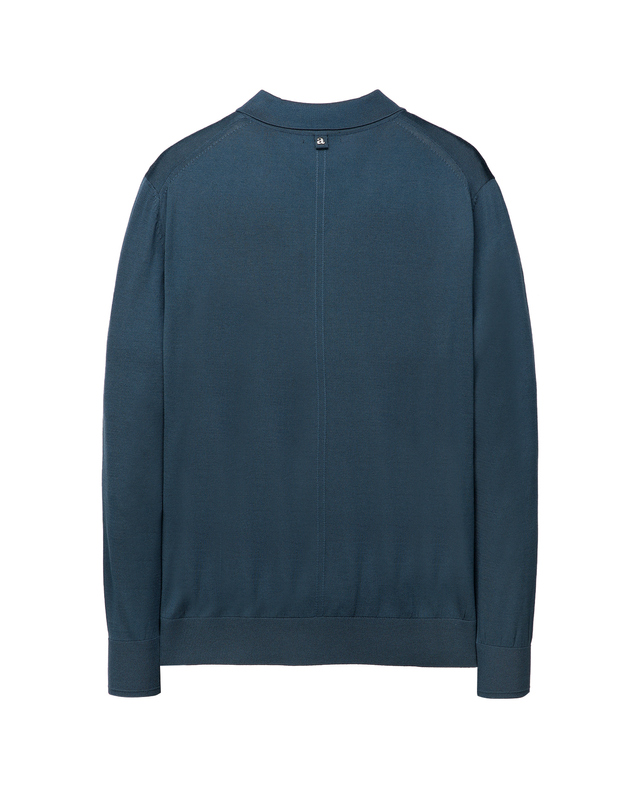 알레그리 다크 터콰이즈블루《Prime Wool》카라넥 스웨터 진한 청록 착용컷