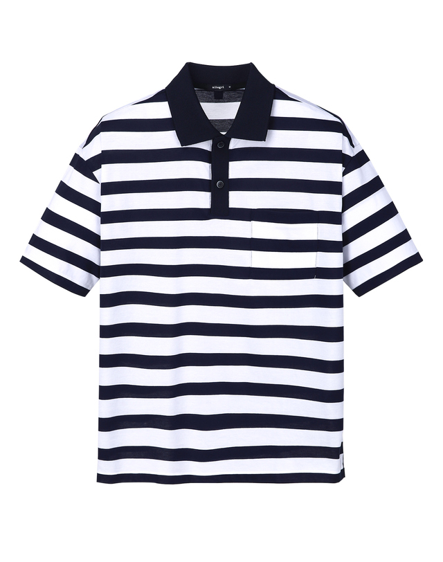 알레그리 멀티 컬러《Bold Stripe》카라 티셔츠 MULTI COLOR 착용컷