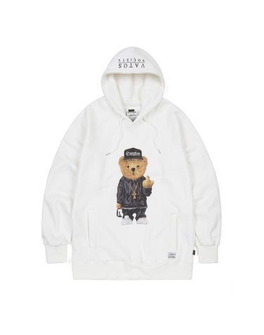 COMPTON BEAR HOODIE WHITE