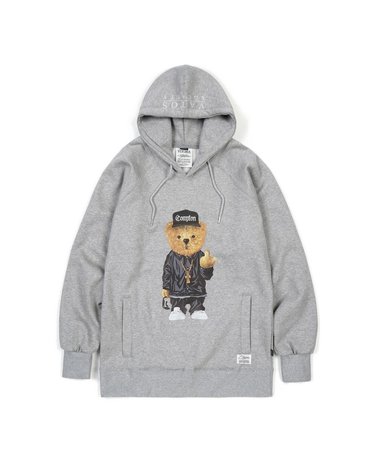 COMPTON BEAR HOODIE GREY