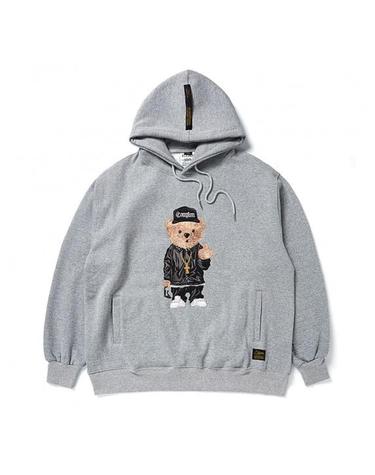 EMB COMPTON BEAR OVERSIZED HEAVY SWEAT HOODIE GREY