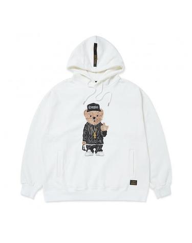 EMB COMPTON BEAR OVERSIZED HEAVY SWEAT HOODIE WHITE