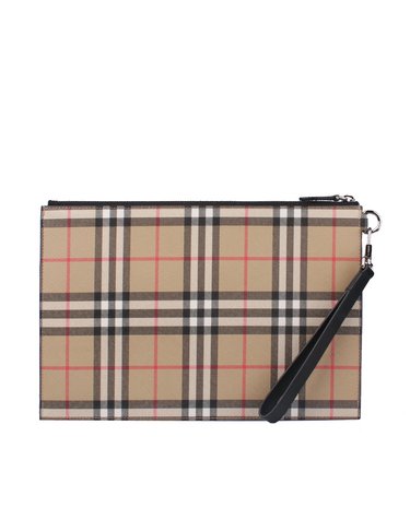 [BURBERRY] 빈티지 체크 E 캔버스 클러치 8065629
