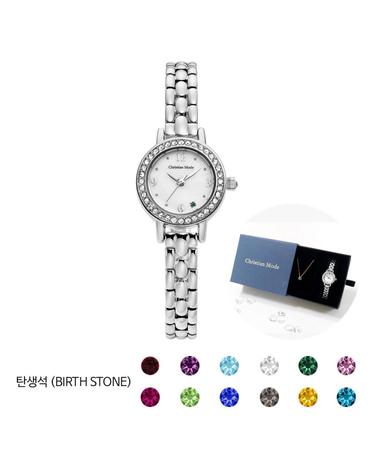 목걸이증정 크리스챤모드 여성 탄생석시계 CM406WT 12종 택1