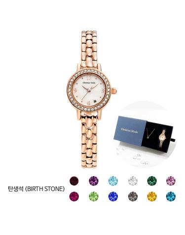 목걸이증정 크리스챤모드 여성 탄생석시계 CM406RG 12종택1