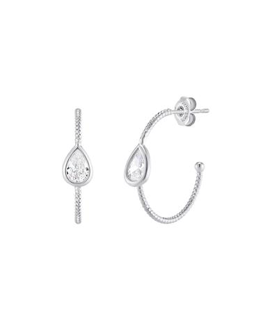 본사직영 폴브리알 SILVER PYSE0042 WG 페어 후프 링 귀걸이 WHITE
