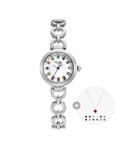 본사직영 폴브리알 PB8033WS 탄생석(Birthstone)시계(양면 탄생석 목걸이 증정)