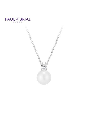 본사직영 폴브리알 SILVER 진주 큐빅 목걸이 PYSN0152_WG