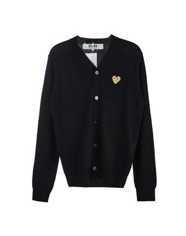 [꼼데가르송] 남성 하트 로고 패치 울 가디건 P1N050 BLACK