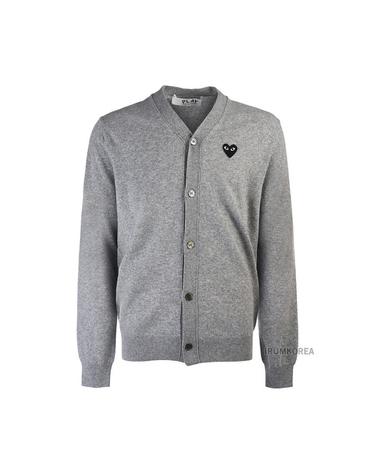 [꼼데가르송] FW24 공용 하트 와펜 가디건 AX N024 051 2 LIGHT GREY