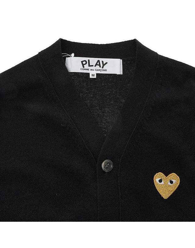 꼼데가르송 [꼼데가르송] 남성 하트 로고 패치 울 가디건 P1N050 BLACK 착용컷