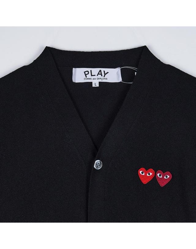 꼼데가르송 [꼼데가르송] FW25 공용 더블 하트 가디건 AX N058 051 BLACK 착용컷