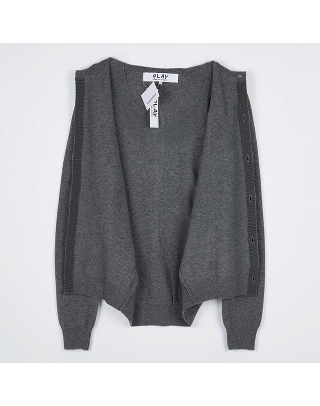 꼼데가르송 [꼼데가르송] FW25 공용 화이트 하트 가디건 AX N061 051 GREY 착용컷