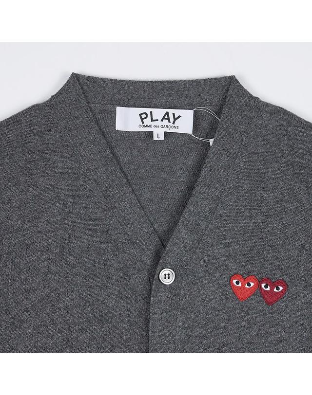 꼼데가르송 [꼼데가르송] FW25 공용 더블 하트 가디건 AX N058 051 GREY 착용컷