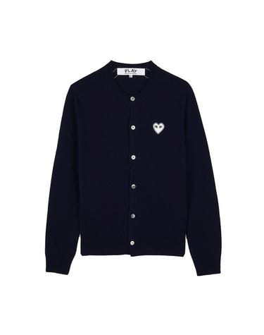 [꼼데가르송] FW25 공용 화이트하트 와펜 가디건 AX N061 051 NAVY