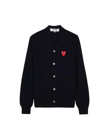 [꼼데가르송] FW25 공용 더블하트 와펜 가디건 AX N076 051 BLACK
