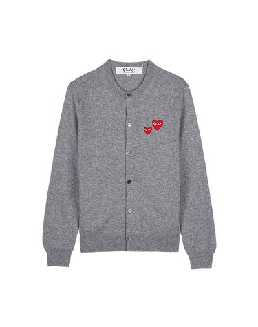 [꼼데가르송] FW25 공용 더블하트 와펜 가디건 AX N071 051 GREY