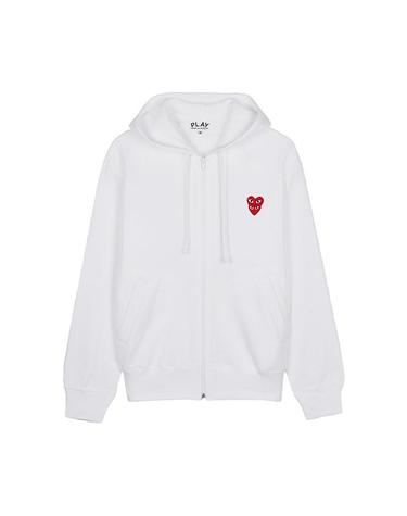 [꼼데가르송] FW25 공용 더블하트 와펜 후드집업 AX T294 051 WHITE
