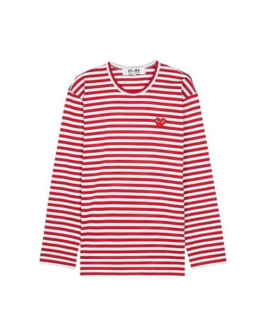 [꼼데가르송] SS26 공용 레드하트 스트라이프 티 AZ T164 051 RED WHITE