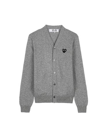 [꼼데가르송] 공용 블랙하트 와펜 가디건 AX N024 051 LIGHT GREY