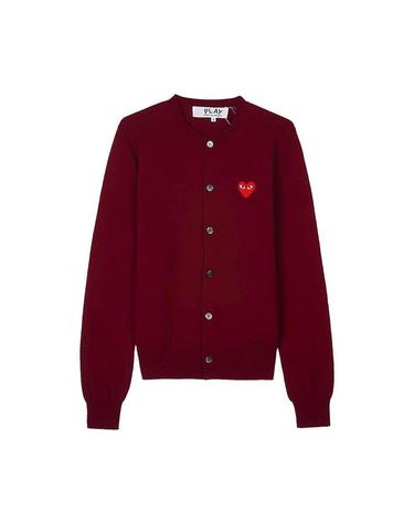 [꼼데가르송] 공용 레드하트 와펜 가디건 AX N007 051 BURGUNDY
