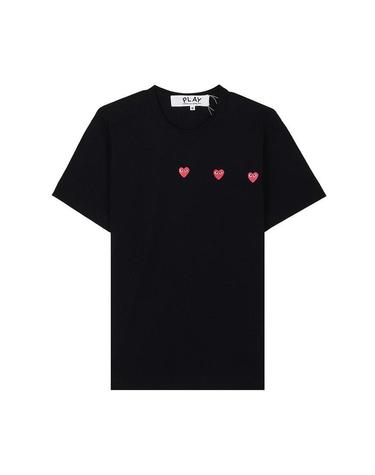 [꼼데가르송] SS26 공용 트리플 하트 티셔츠 AZ T337 051 BLACK