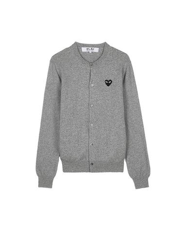 [꼼데가르송] SS26 공용 블랙하트 와펜 가디건 AZ N023 051 LIGHT GREY