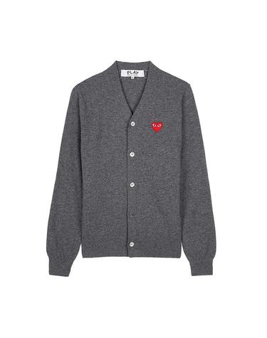 [꼼데가르송] SS26 공용 레드하트 와펜 가디건 AZ N008 051 GREY