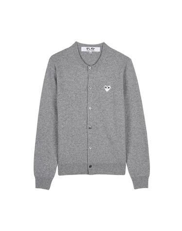 [꼼데가르송] SS26 공용 화이트하트 와펜 가디건 AZ N065 051 GREY
