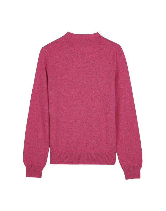 꼼데가르송 [꼼데가르송] FW25 공용 더블하트 와펜 가디건 AX N075 051 PINK 착용컷