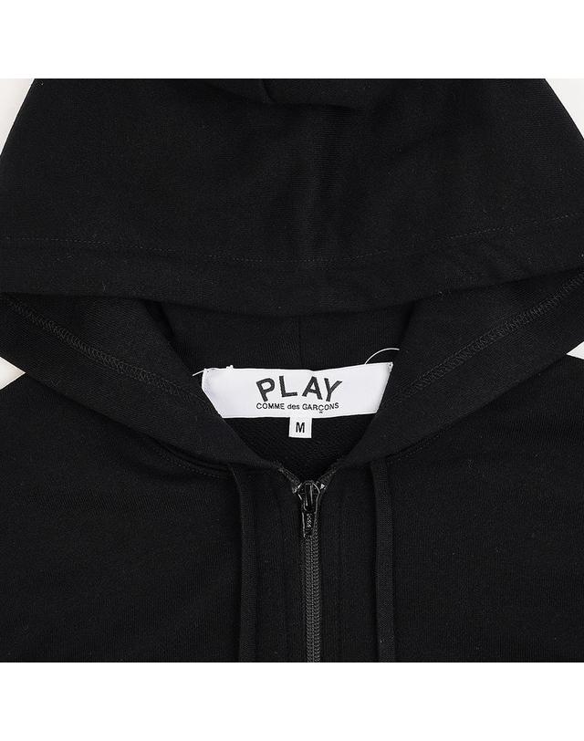 꼼데가르송 [꼼데가르송] FW25 공용 더블하트 와펜 후드집업 AX T294 051 BLACK 착용컷