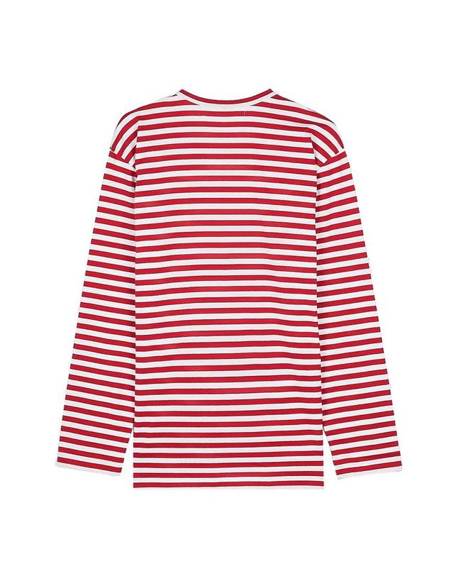 꼼데가르송 [꼼데가르송] SS26 공용 레드하트 스트라이프 티 AZ T164 051 RED WHITE 착용컷