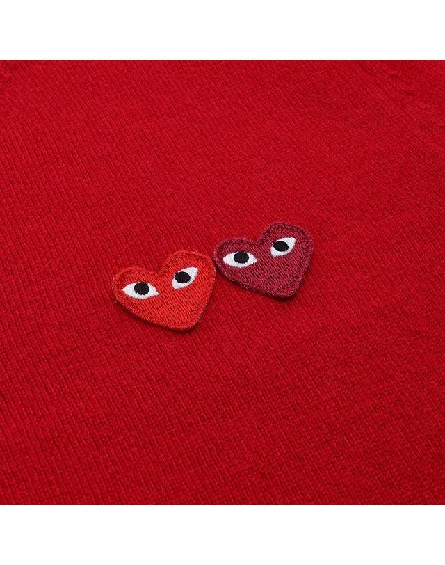 꼼데가르송 [꼼데가르송] 공용 더블 하트 가디건 AX N057 051 RED 착용컷