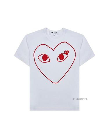 [꼼데가르송] SS25 공용 라인 하트 티셔츠 AX T100 051 WHITE