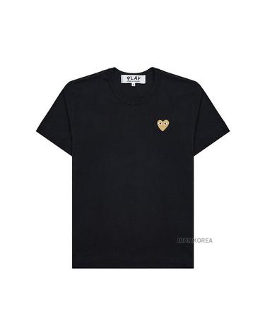 [꼼데가르송] SS25 공용 하트 와펜 티셔츠 AX T216 051 BLACK