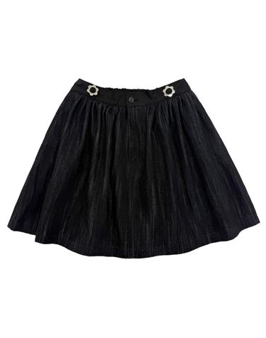 비쥬 A라인 러브 피치 플레어 데님 스커트_블랙