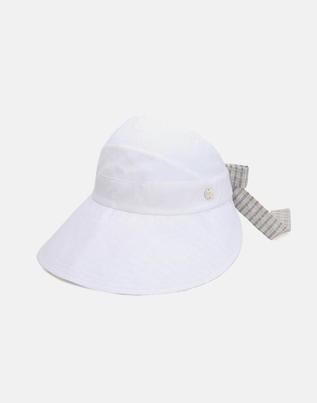 화이트샌즈 체크 탈부착 리본 와이드챙 썬캡 로스던 (4 colors) 착용컷