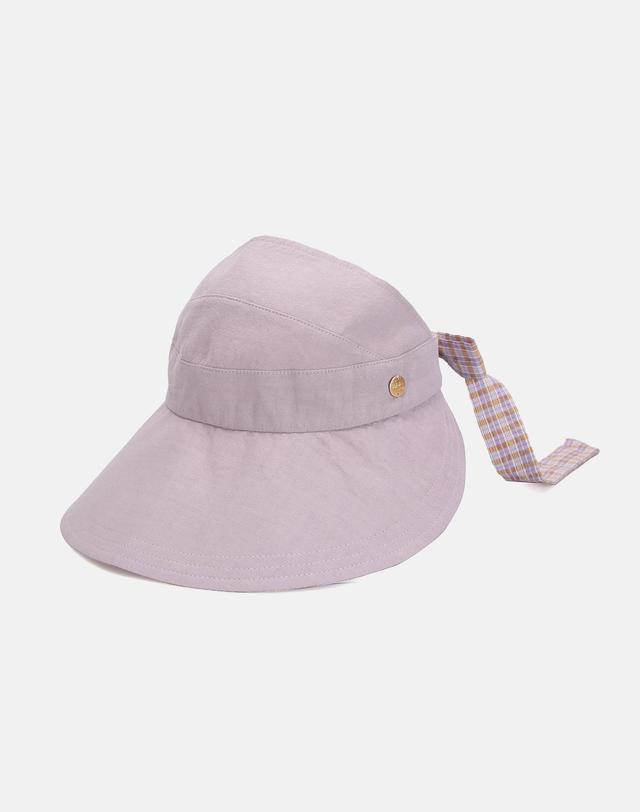 화이트샌즈 체크 탈부착 리본 와이드챙 썬캡 로스던 (4 colors) 착용컷