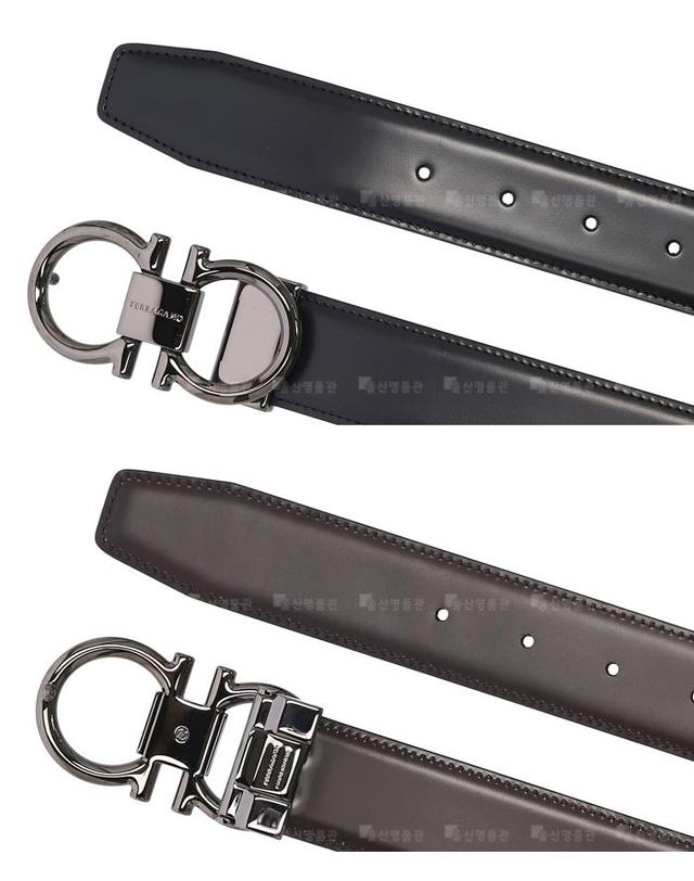 살바토레 페라가모 페라가모 간치니 양면 프리컷팅 67 9938 NERO HICKORY 694531 남성 벨트 착용컷