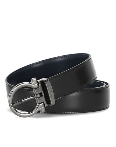 페라가모 양면 프리컷팅 간치니 로고 67 0302 NERO BLUE MARINE 767704 벨트