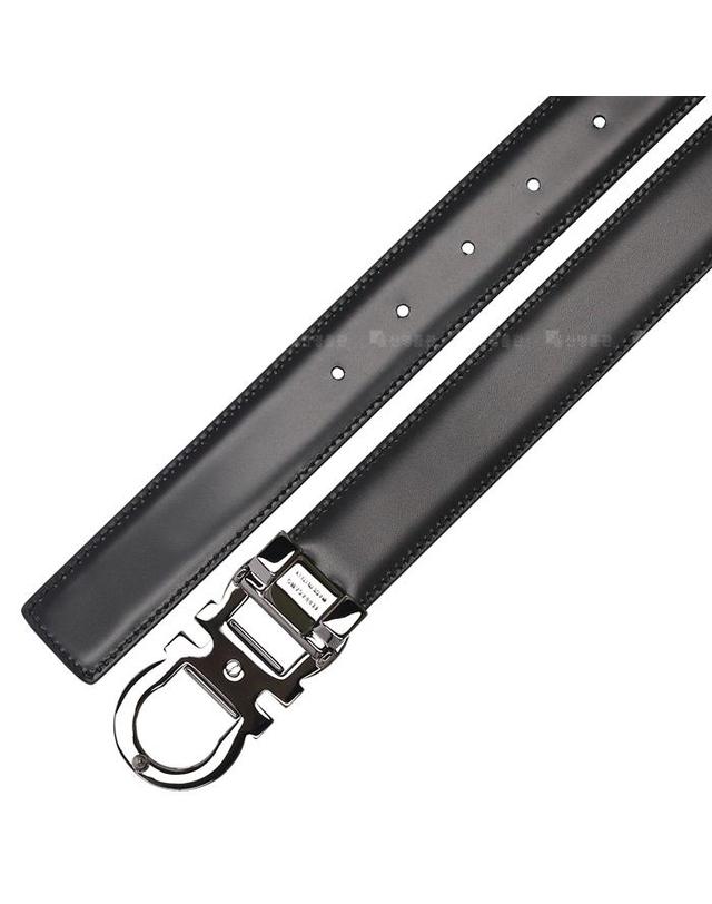 살바토레 페라가모 페라가모 간치니 양면 프리컷팅 67 0326 HICKORY NERO 770943 페라가모 간치니 남성 벨트 착용컷