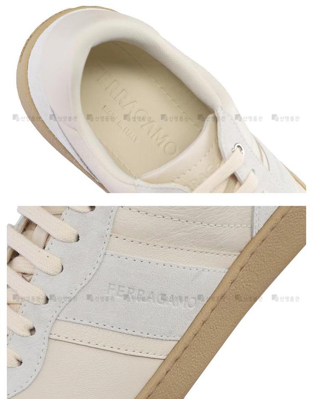 살바토레 페라가모 로고 ACHILLE 1 MASCARPONE 762260 가죽 스니커즈 착용컷