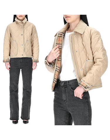 버버리 코로듀이 카라 8078520 W LANFORD WW SHT 퀼팅 크롭 자켓