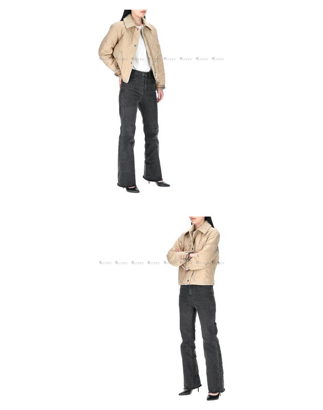 버버리 버버리 코로듀이 카라 8078520 W LANFORD WW SHT 퀼팅 크롭 자켓 착용컷