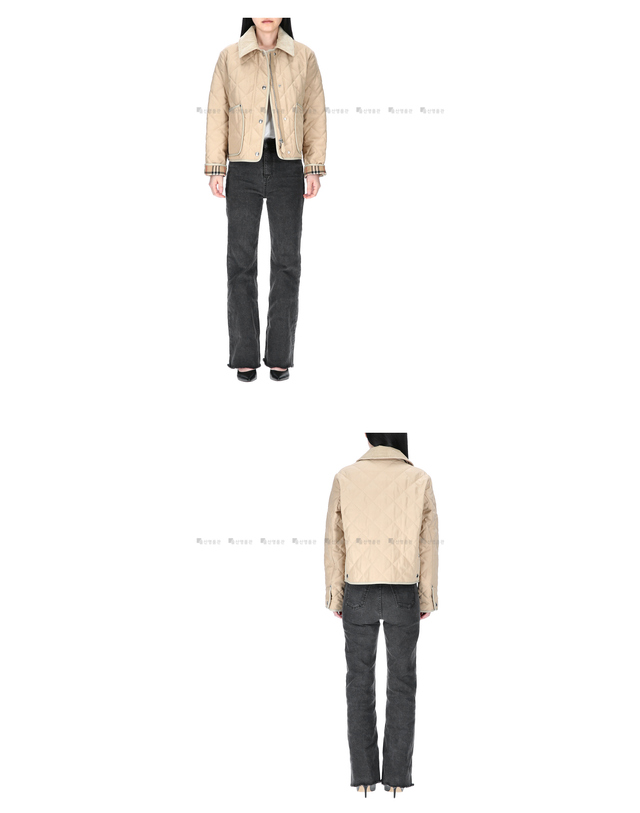 버버리 버버리 코로듀이 카라 8078520 W LANFORD WW SHT 퀼팅 크롭 자켓 착용컷